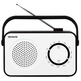 Aiwa Radio Portátil R-190BW Blanco AM/FM Altavoz 3, Aux In, ASA, Antena Telescópica